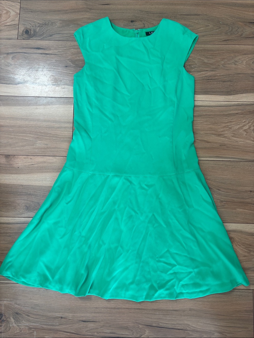 Lauren Ralph Lauren Emerald Green Cap-Sleeve Drop waist Mini Dress